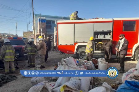 Ghazni Fire Team Successfully Extinguishes Fire in Agricultural Seed Store